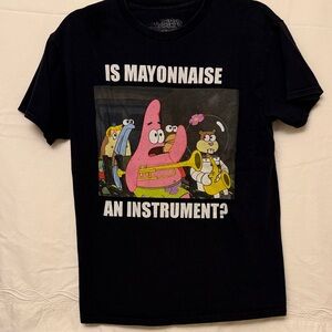 SpongeBob SquarePants Black T-Shirt with Silver Logo